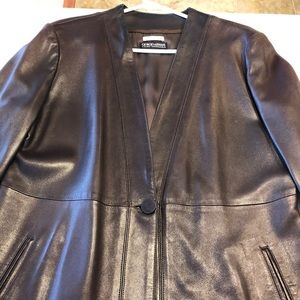 Giorgio Armani oversized brown leather blazer